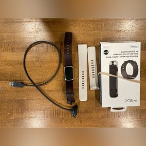 Fitbit Charge 5 and Burgundy Leather Band